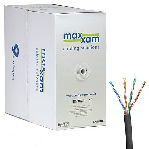 305m CAT6 Network Cable Black U/UTP LSZH Solid 24AWG B2ca