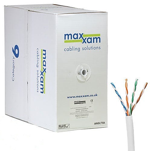 305m CAT6 Network Cable White U/UTP LSZH Solid 24AWG B2ca
