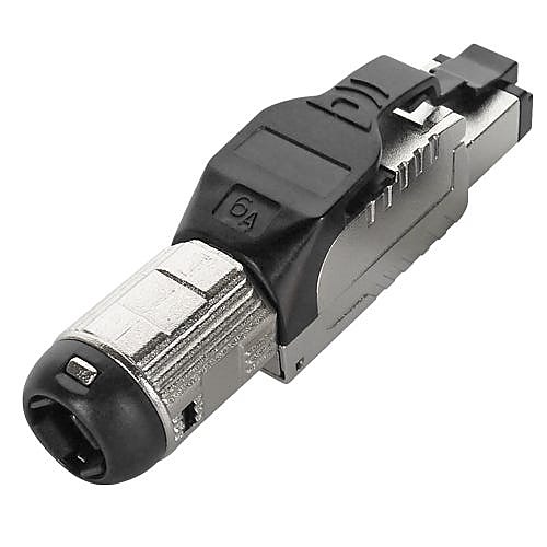 Cat6A Shielded Field Termination RJ45 Plug, Tool-Less, Black
