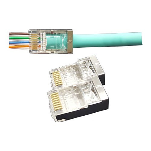 Cat6 Shielded Pass-Through RJ45 Plugs, 50 Pack