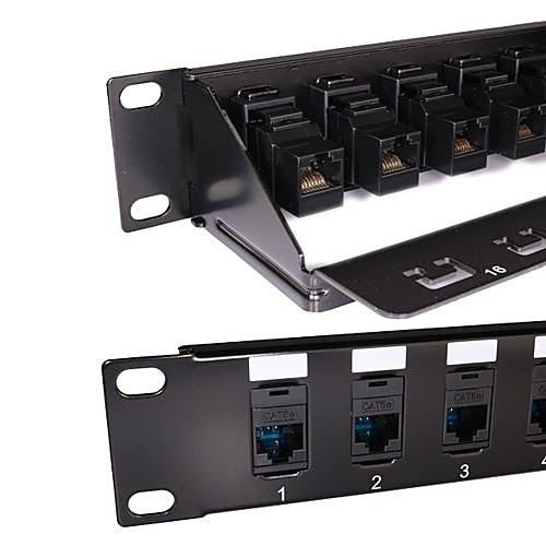 16 Port Cat5e Patch Panel 1U, Coupler Type