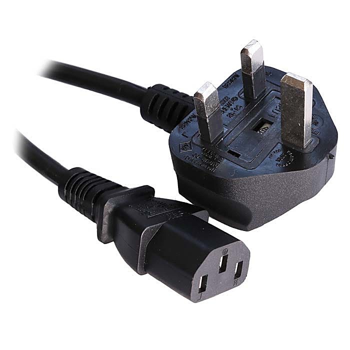 1.8m UK Plug to C13 Power Cable Black PVC 0.75mm