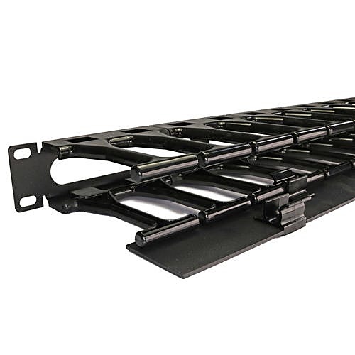 1U Finger Duct Cable Management Panel Black