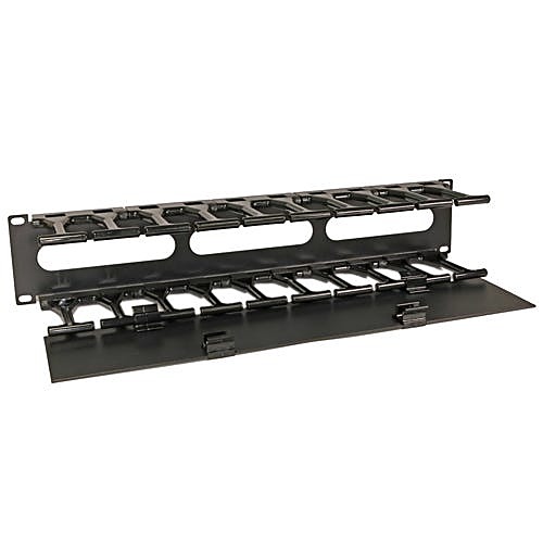 2U Finger Duct Cable Management Panel Black