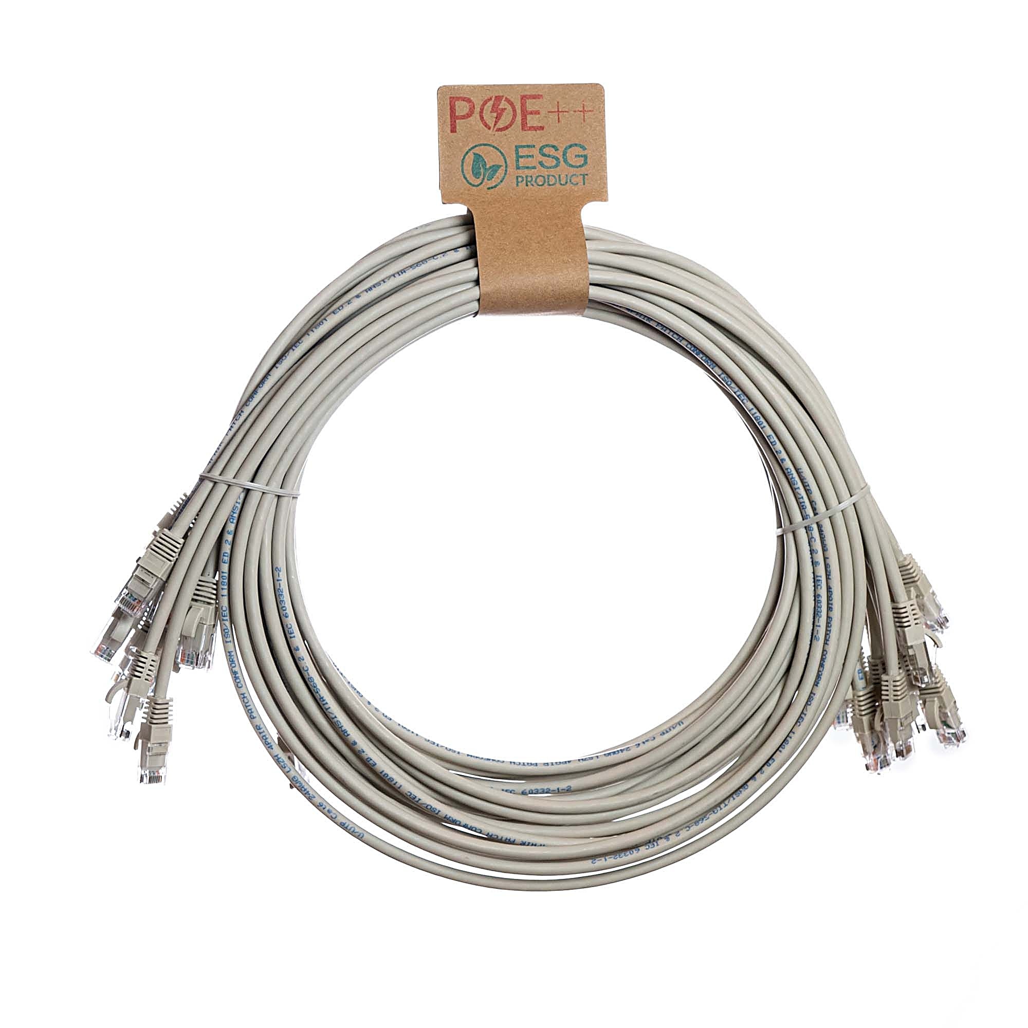 10x 1m Cat6 Patch Cable Grey U/UTP PVC 24AWG