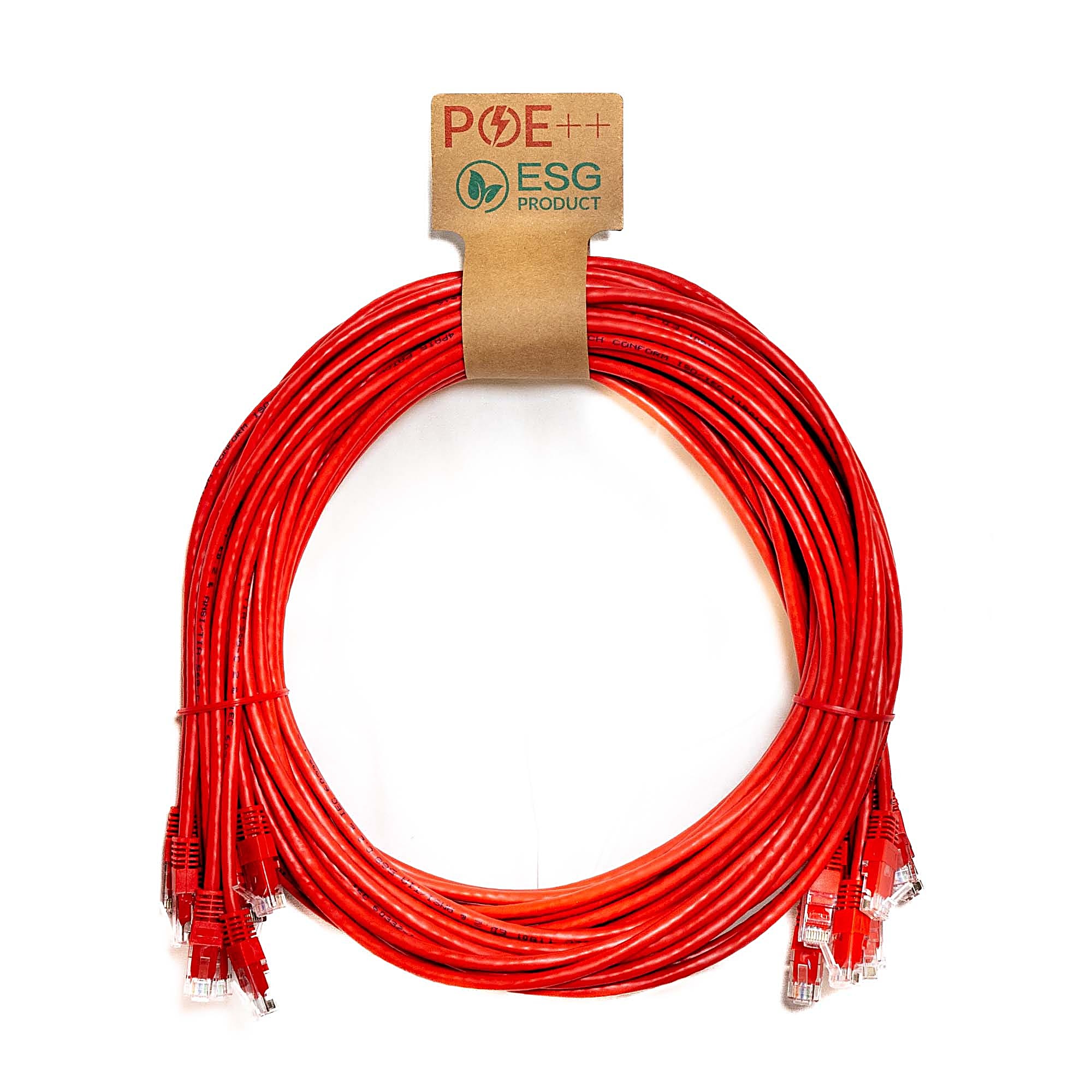 10x 2m Cat6 Patch Cable Red U/UTP PVC 24AWG