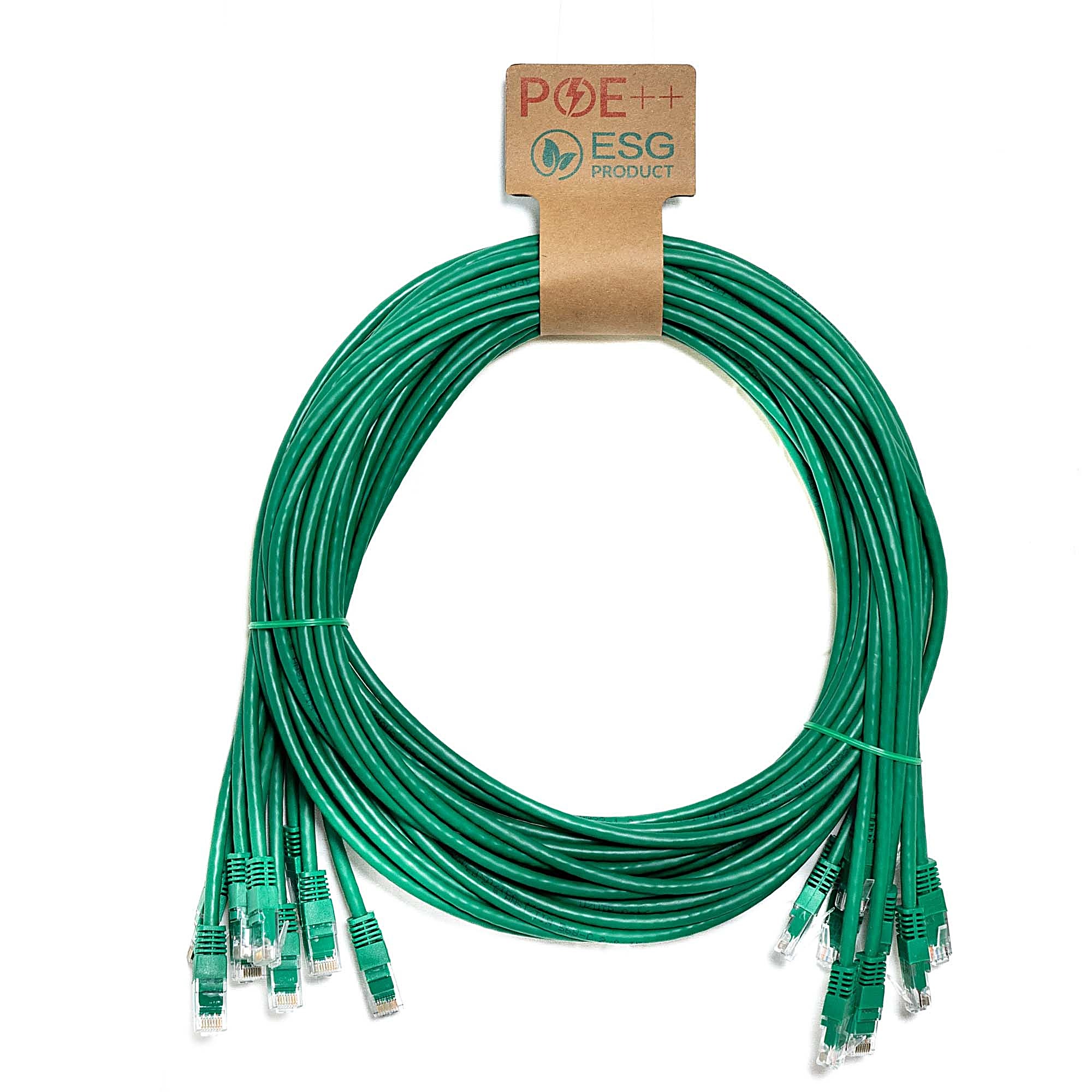 10x 3m Cat6 Patch Cable Green U/UTP PVC 24AWG