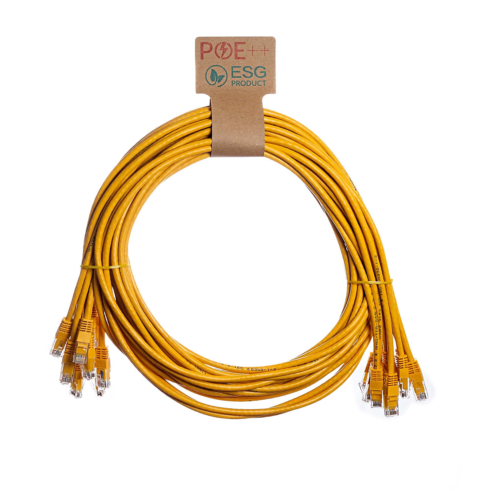 10x 0.3m Cat6 Patch Cable Yellow U/UTP PVC 24AWG