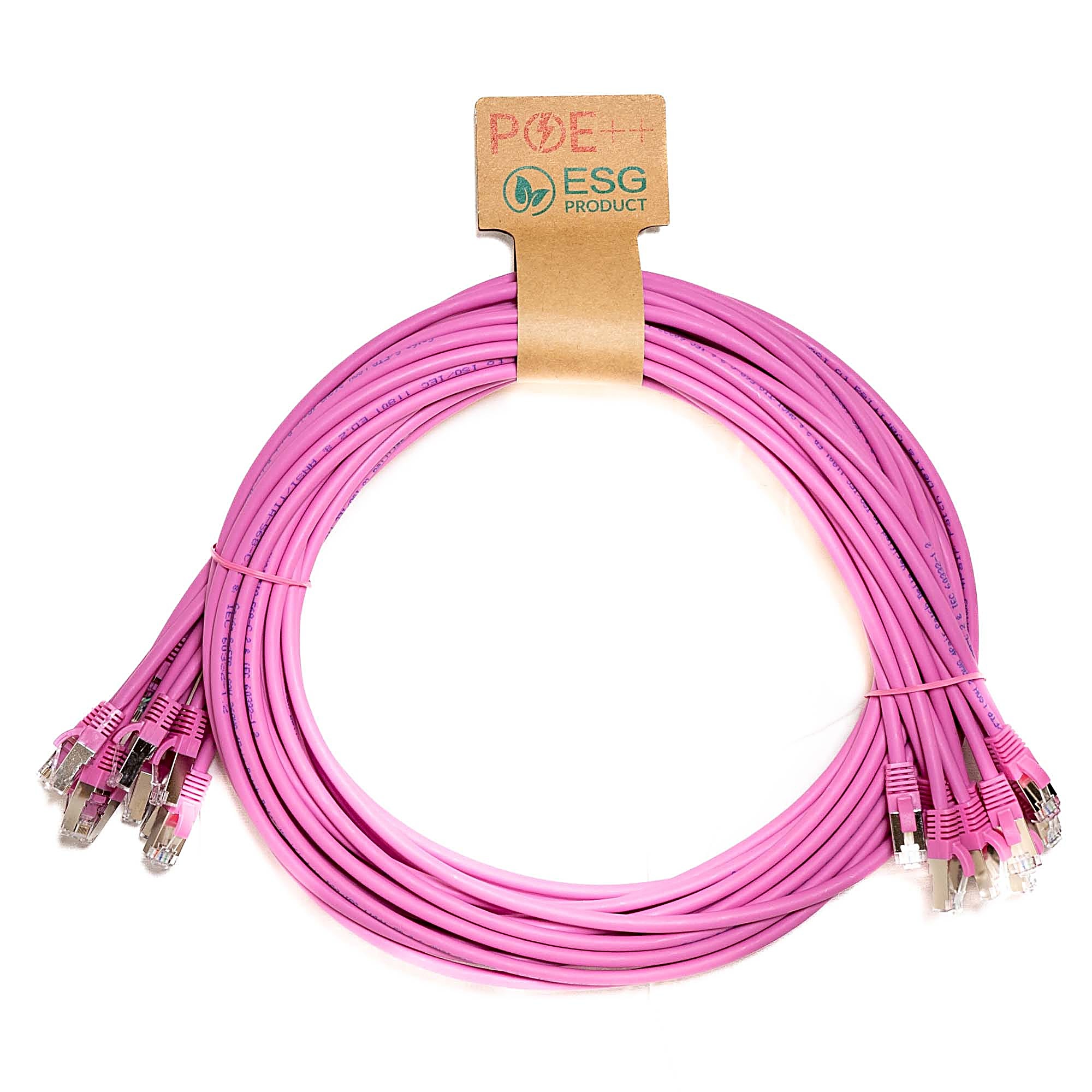 10x 2m Cat6a Patch Cable Pink S/FTP LSOH 26AWG Snagless