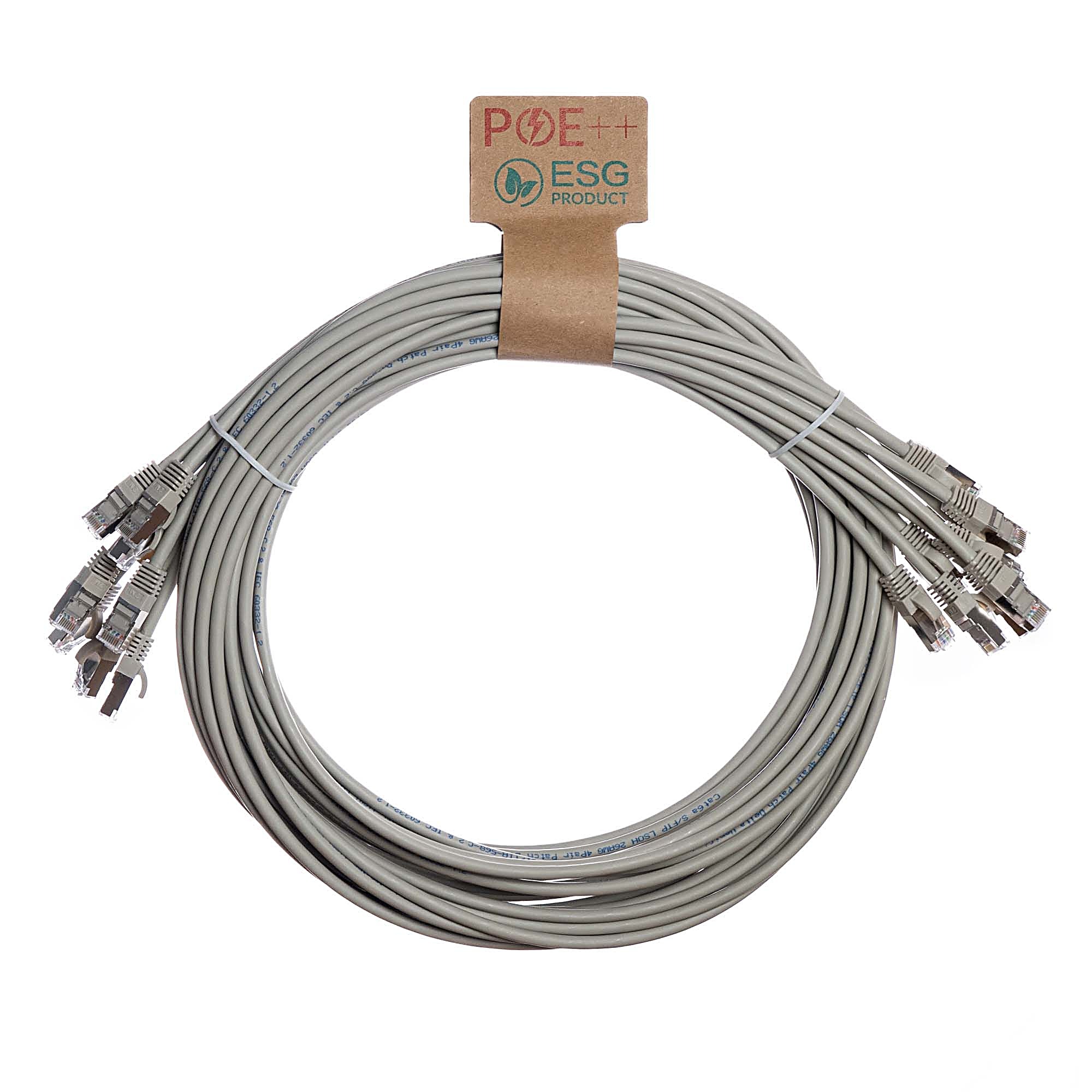 10x 3m Cat6a Patch Cable Grey S/FTP LSOH 26AWG Snagless