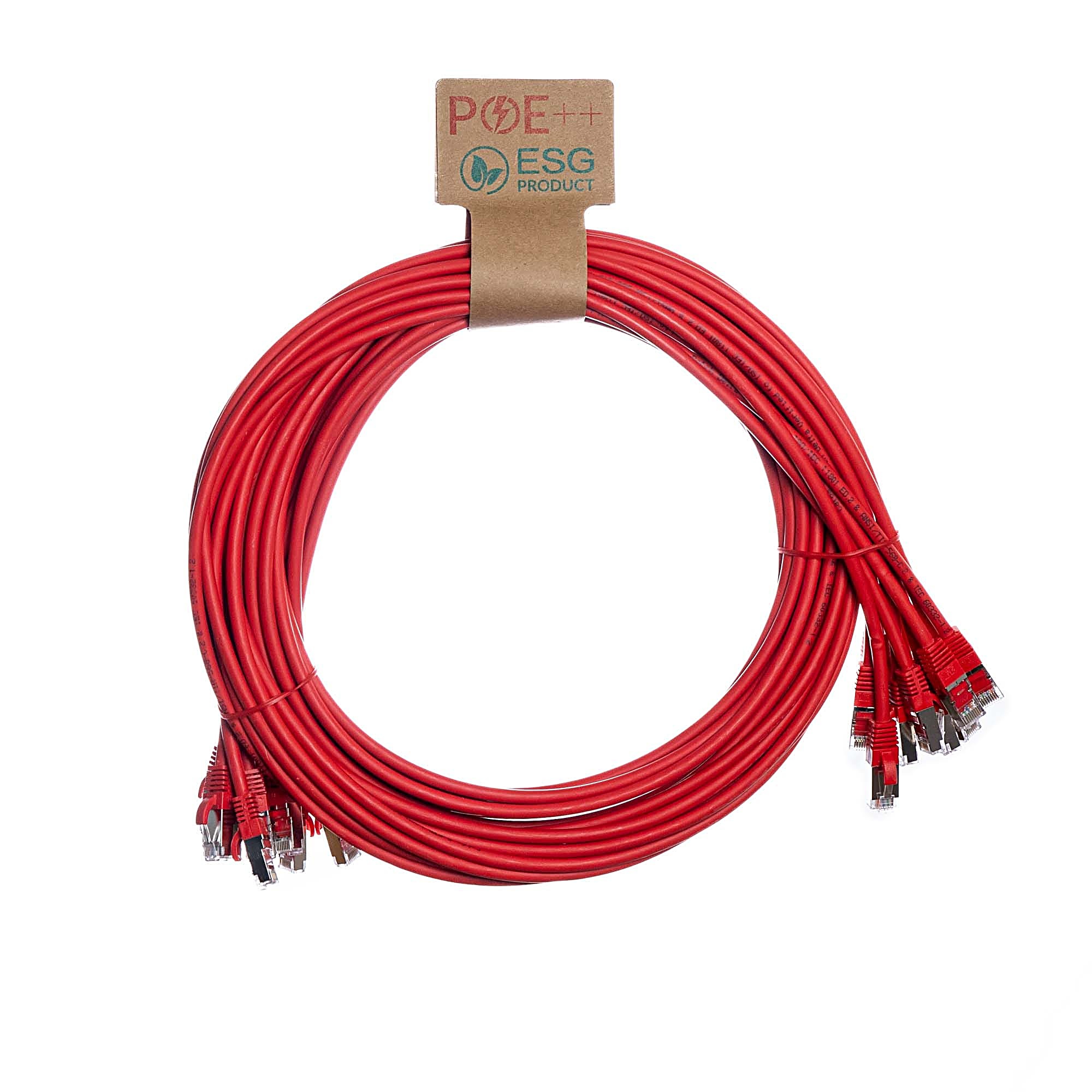 10x 1.5m Cat6a Patch Cable Red S/FTP LSOH 26AWG Snagless