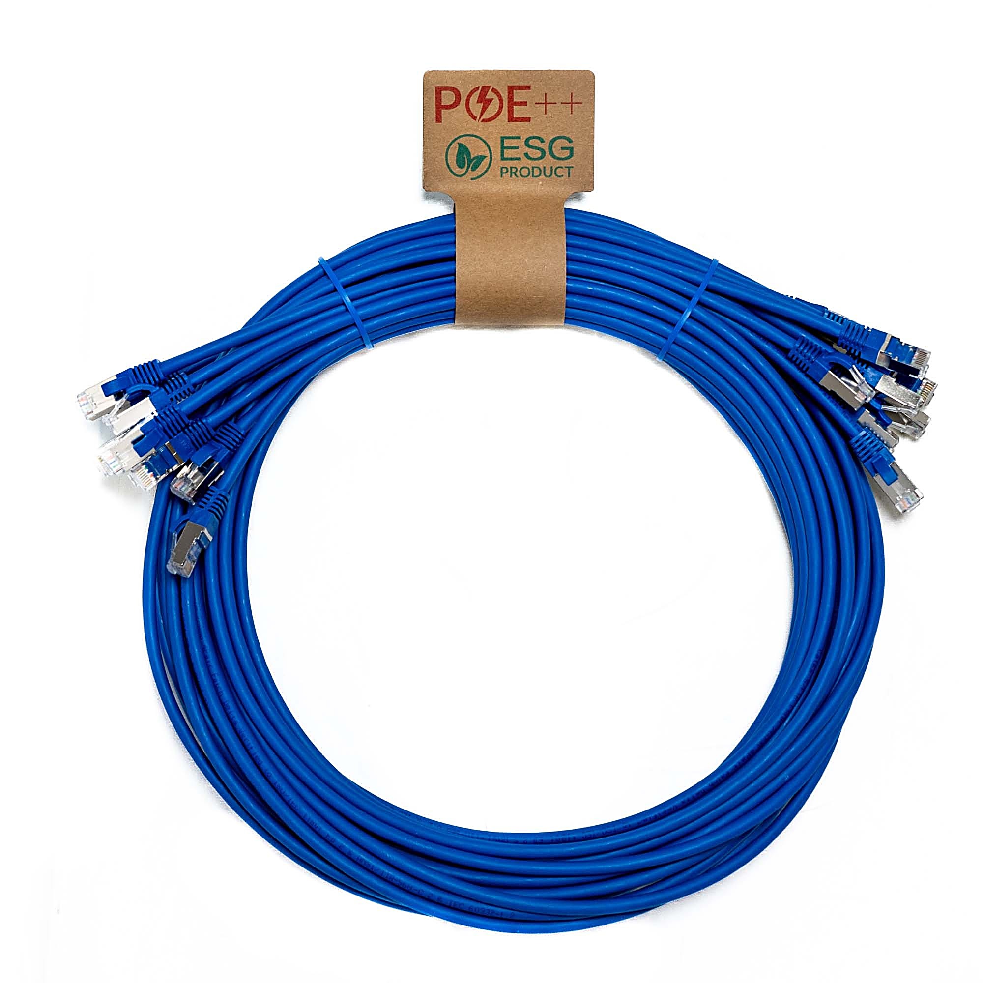 10x 0.5m Cat6a Patch Cable Blue S/FTP LSOH 26AWG Snagless