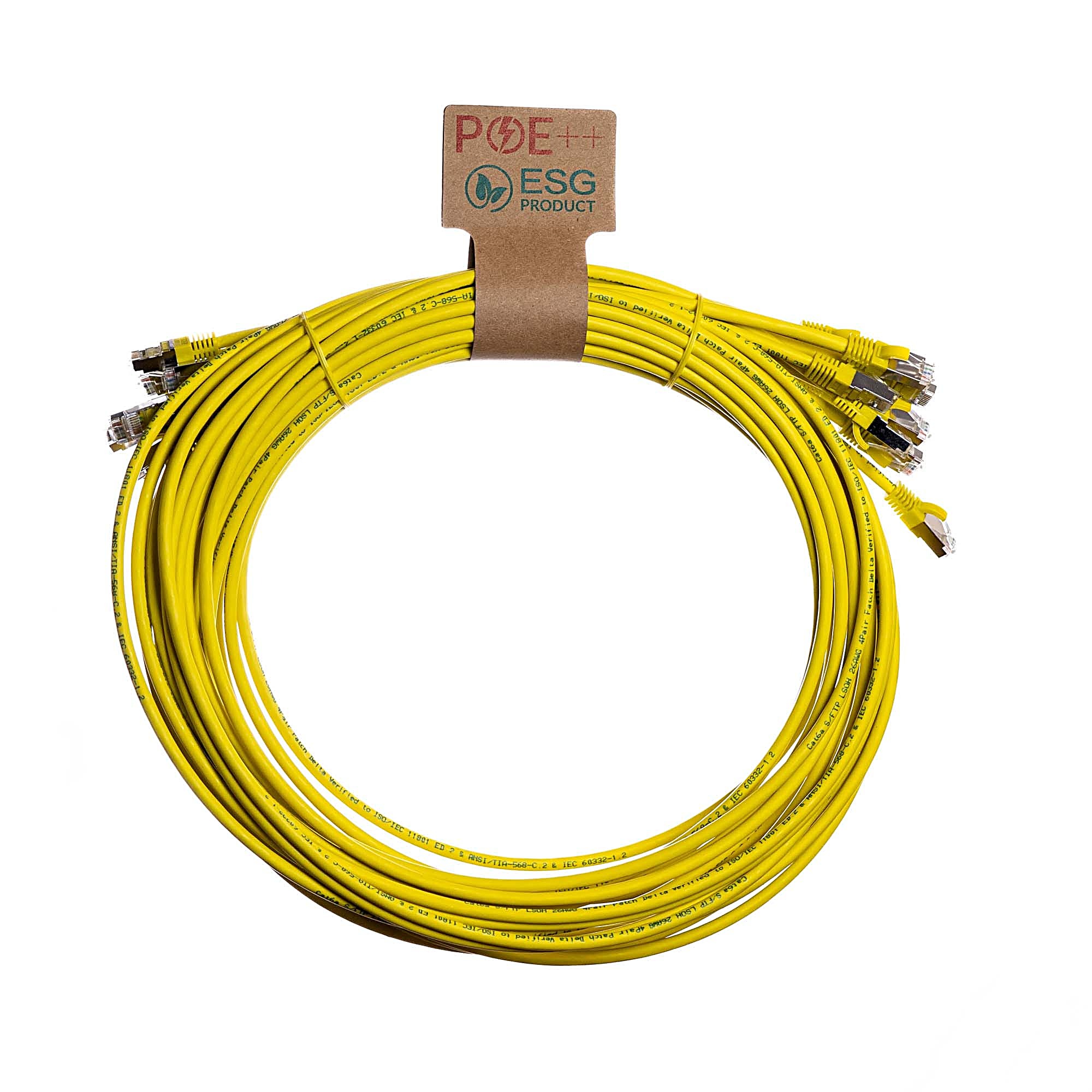 10x 0.5m Cat6a Patch Cable Yellow S/FTP LSOH 26AWG Snagless