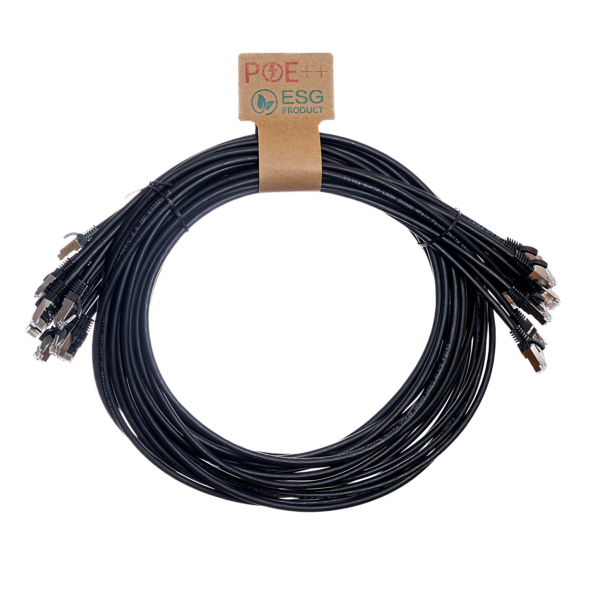 10x 0.5m Cat6a Patch Cable Black S/FTP LSOH 26AWG Snagless