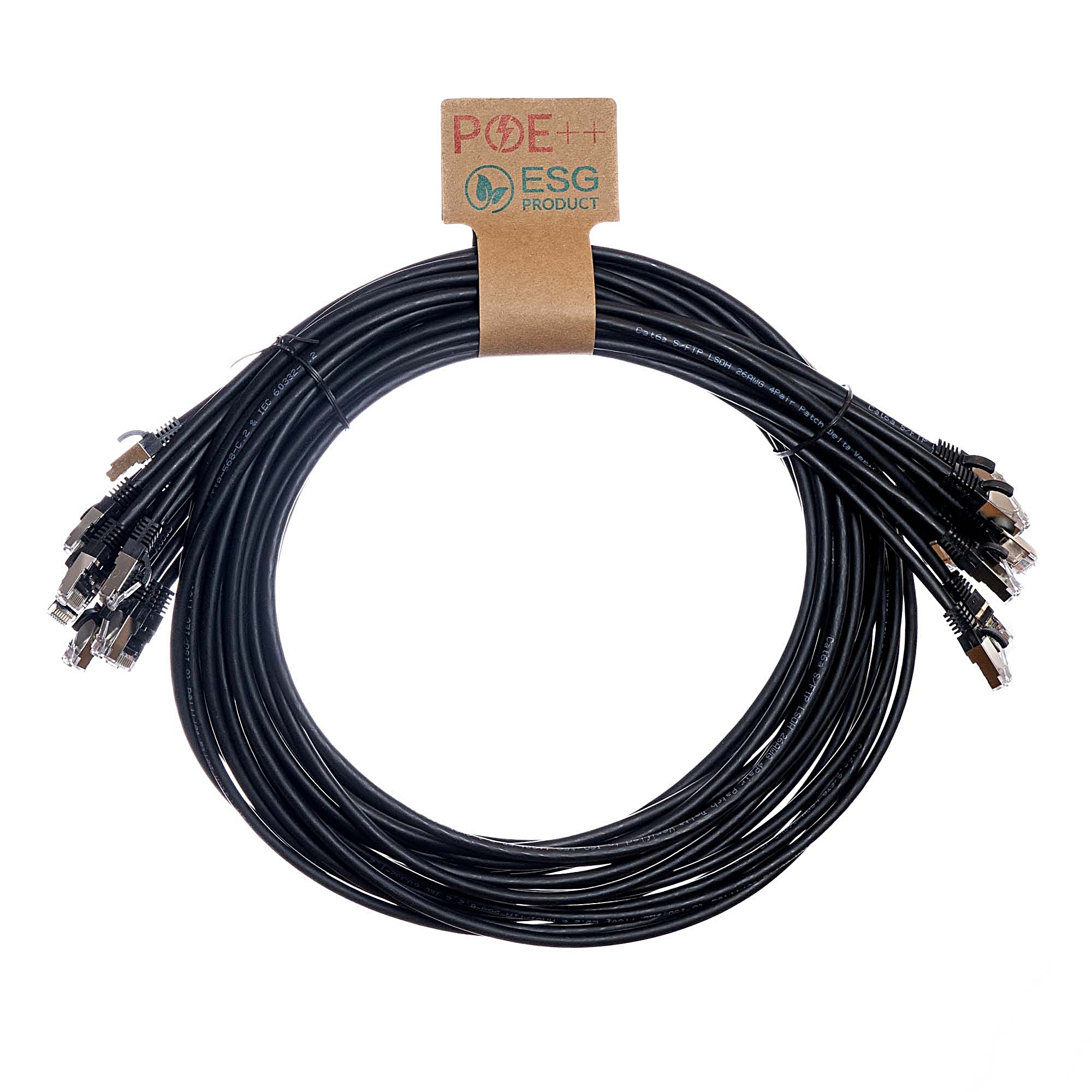 10x 3m Cat6a Patch Cable Black S/FTP LSOH 26AWG Snagless