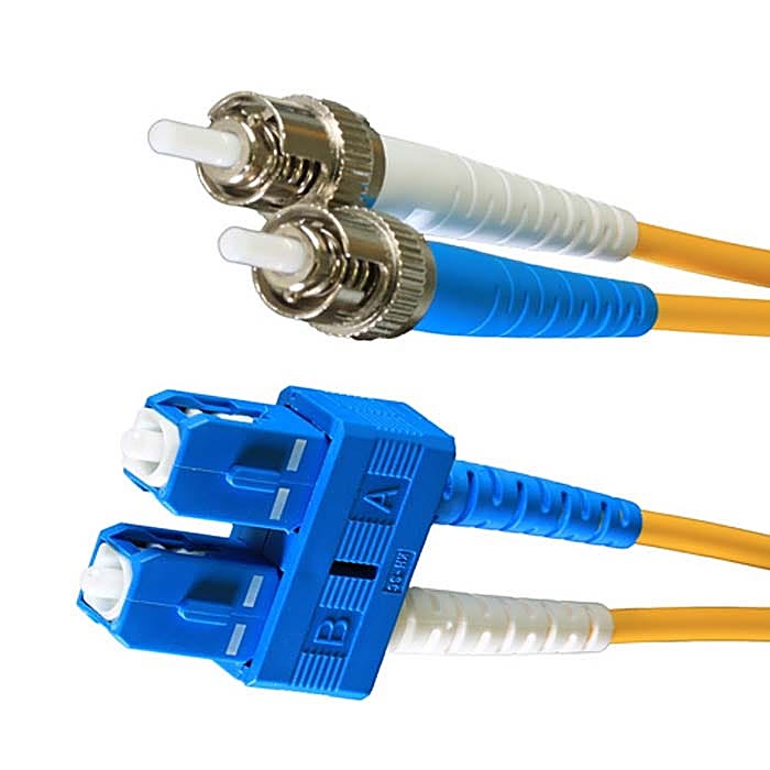 12x 2m OS2 ST to SC Fibre Patch Lead 9/125 Yellow