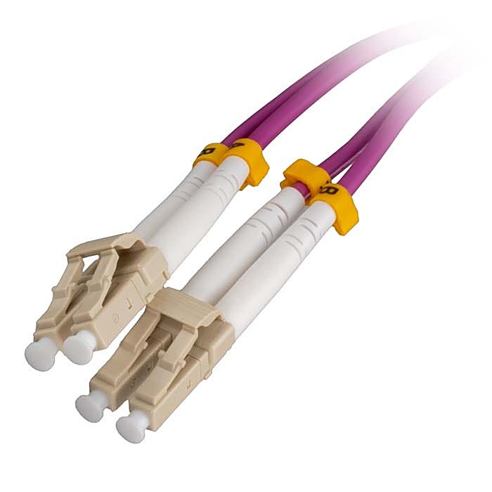 12x 1m OM4 LC to LC Fibre Patch Lead 50/125 Erika Violet