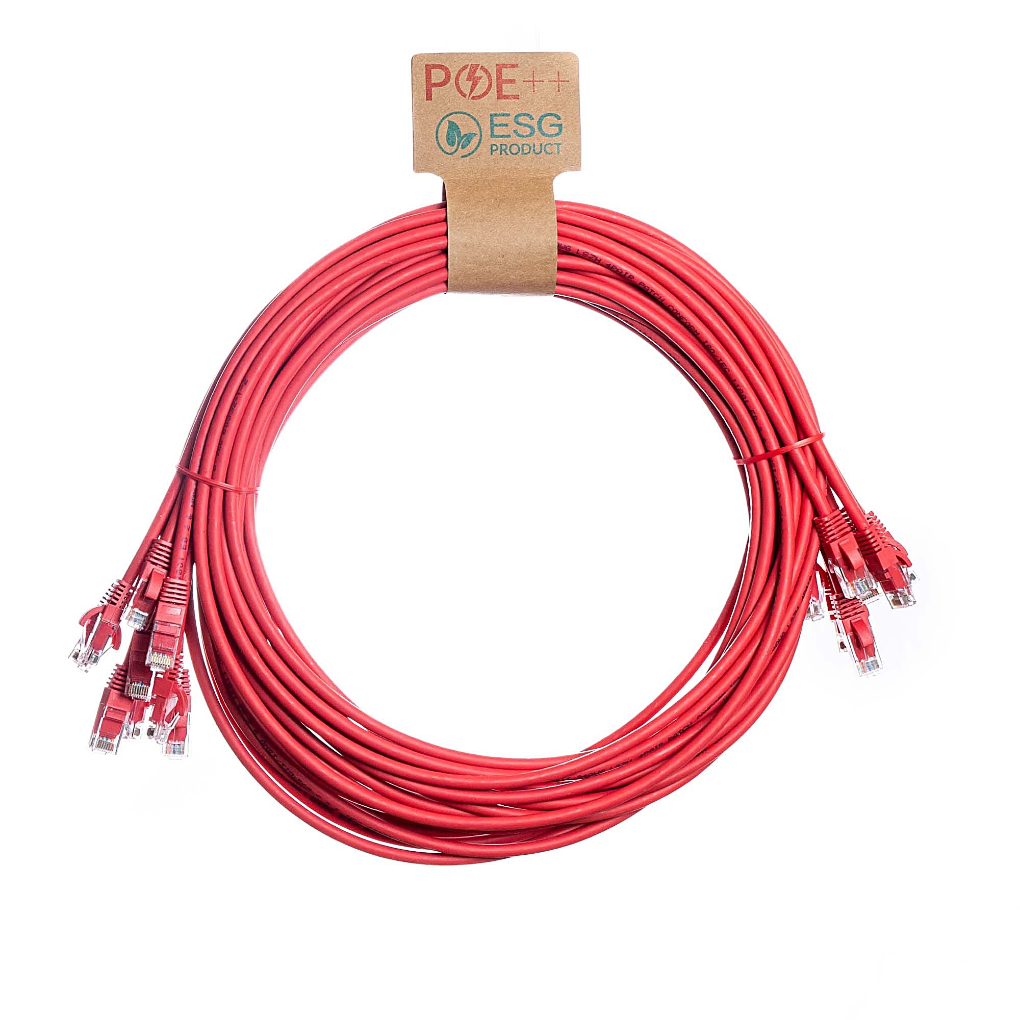 10x 0.2m Cat6 Patch Cable Red U/UTP LSOH 24AWG Snagless