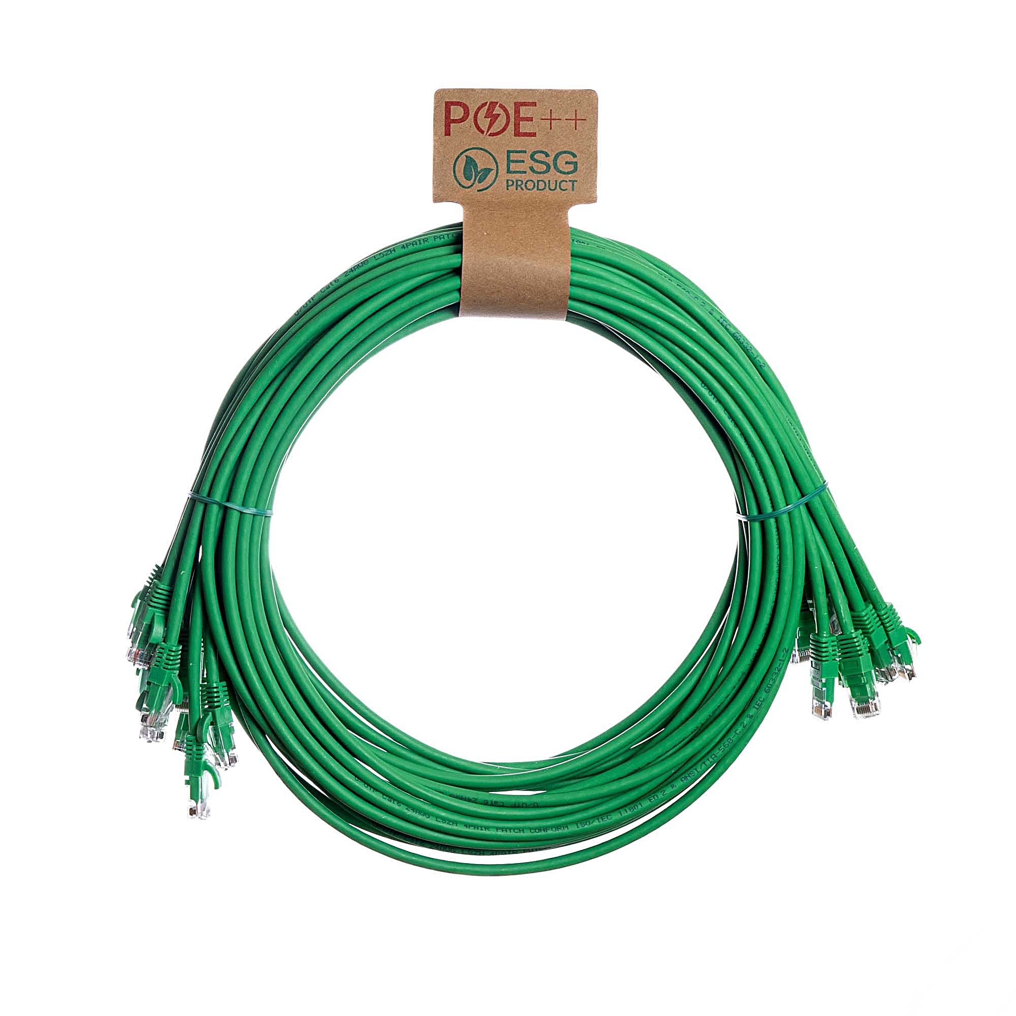 10x 0.2m Cat6 Patch Cable Green U/UTP LSOH 24AWG Snagless