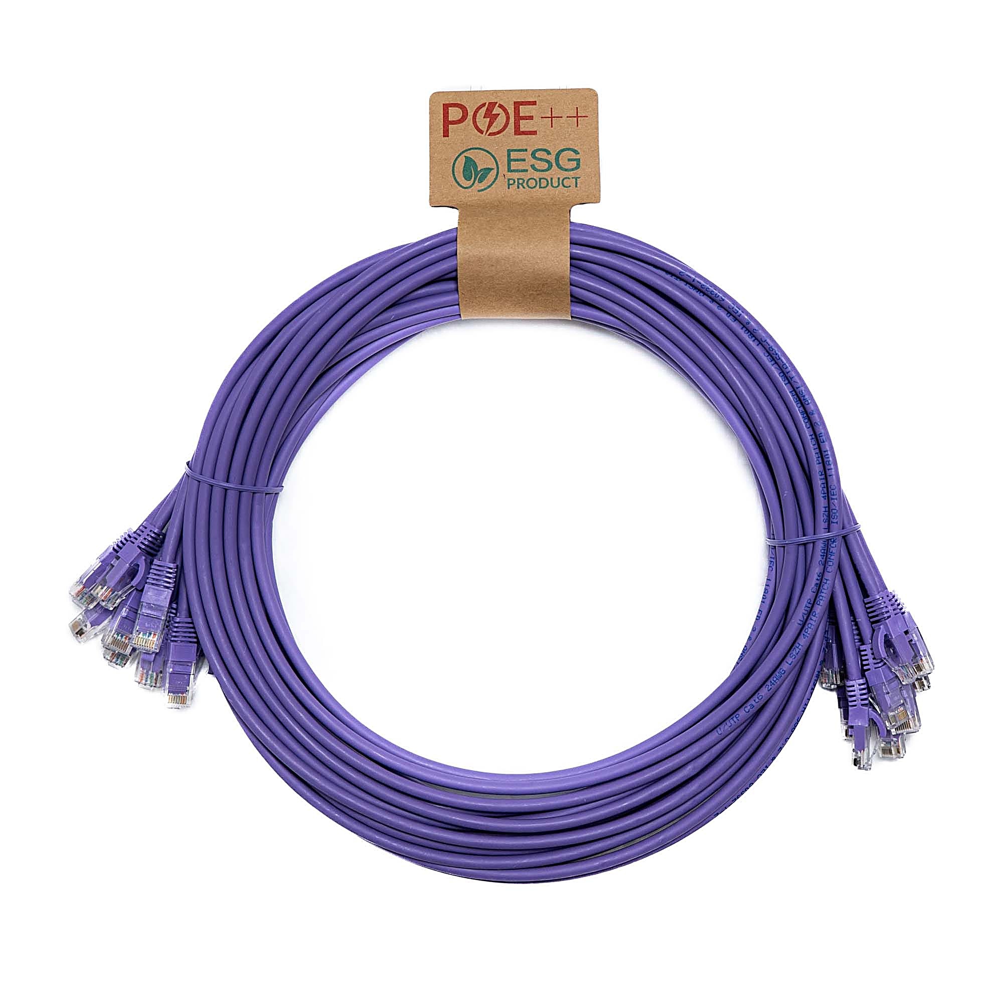 10x 2m Cat6 Patch Cable Violet U/UTP LSOH 24AWG Snagless