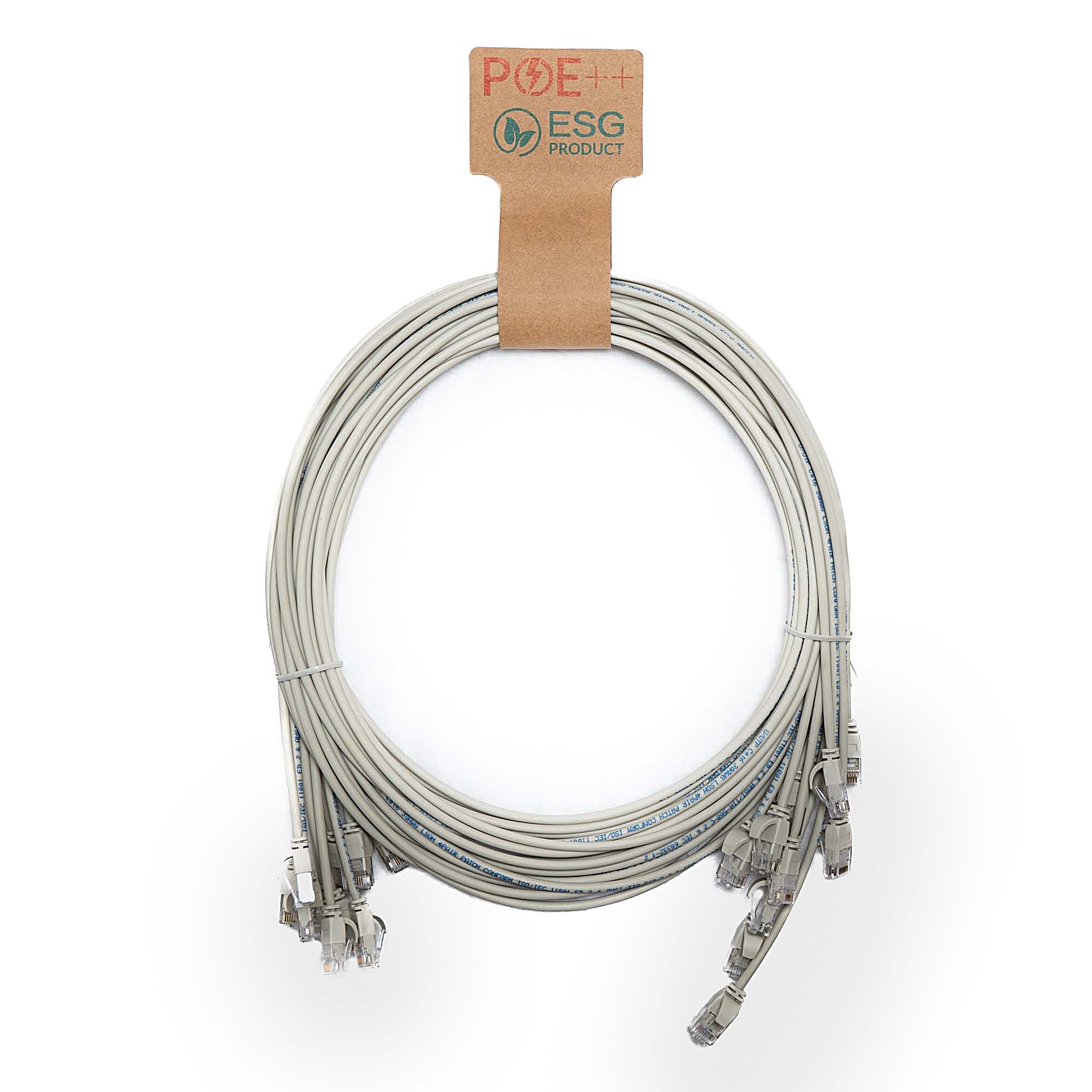 10x 1m Cat6 Slim Patch Cable Grey U/UTP LSOH 30AWG Snagless