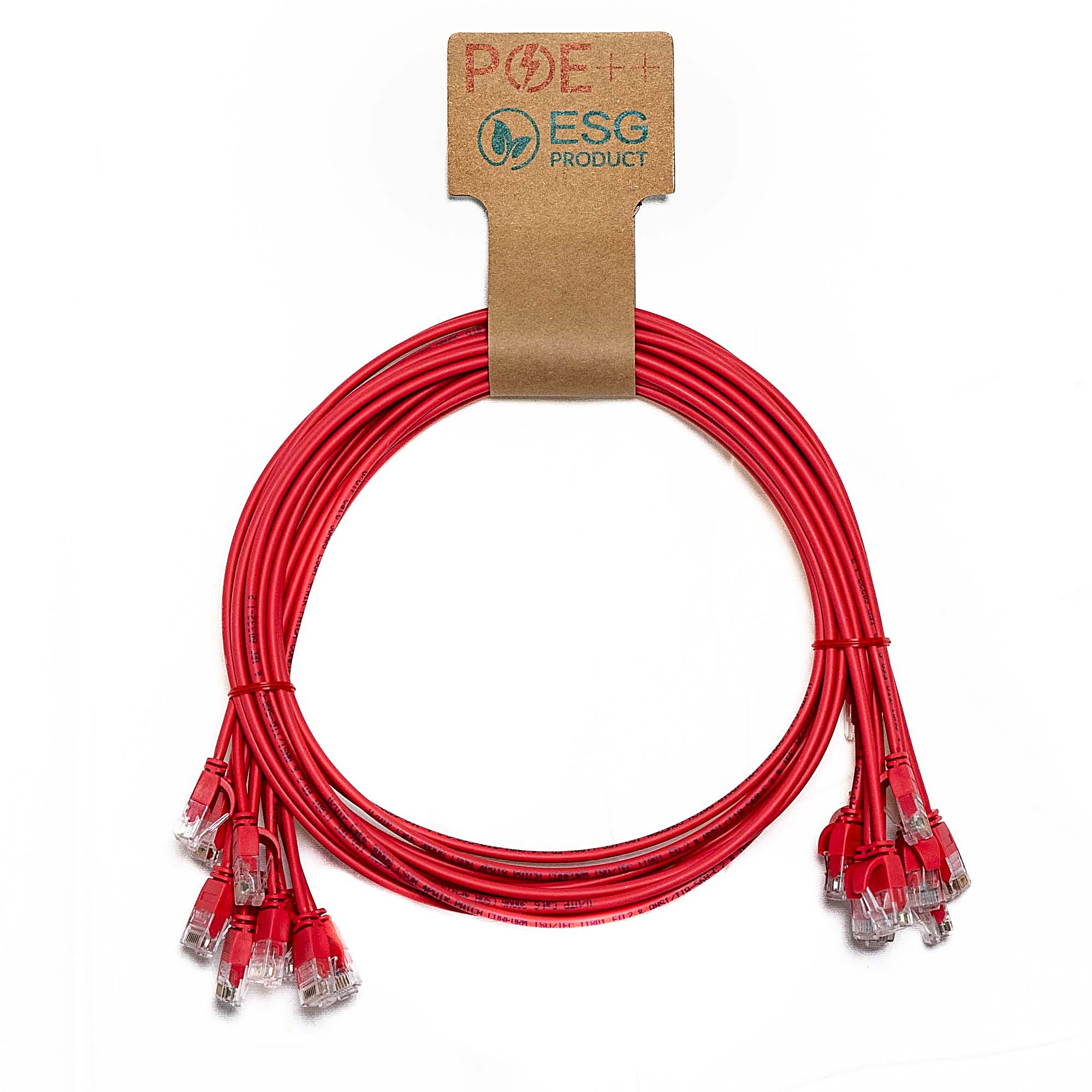 10x 1m Cat6 Slim Patch Cable Red U/UTP LSOH 30AWG Snagless