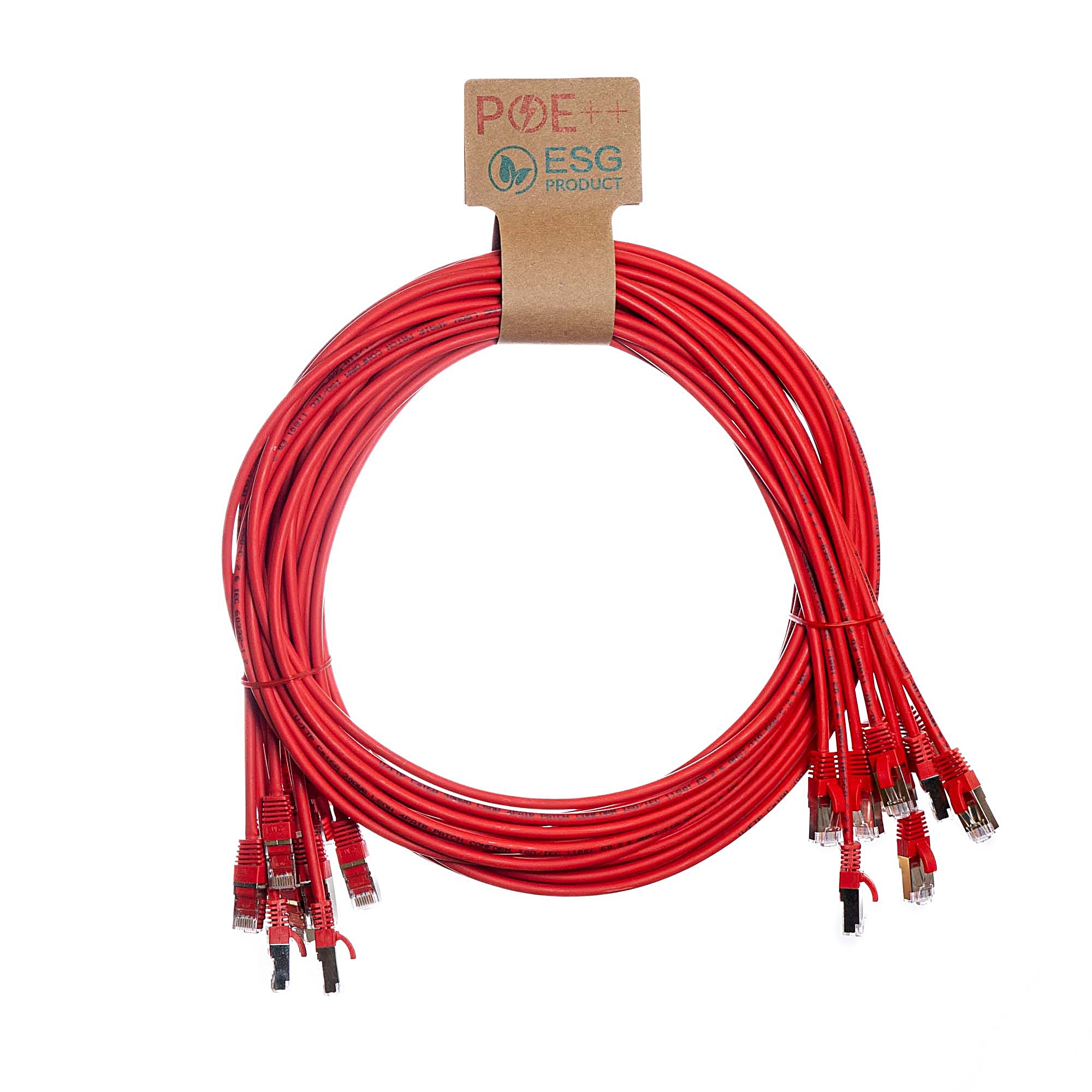 10x 0.3m Cat6a Slim Patch Cable Red U/FTP LSOH 30AWG Snagless