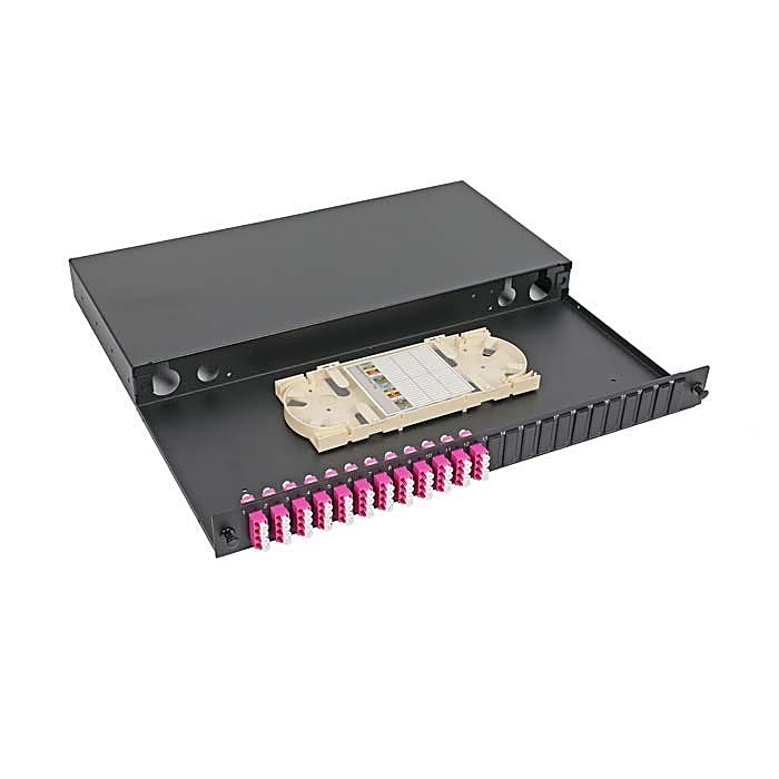 48 Fibre LC Patch Panel 1U, Loaded, OM4 Violet