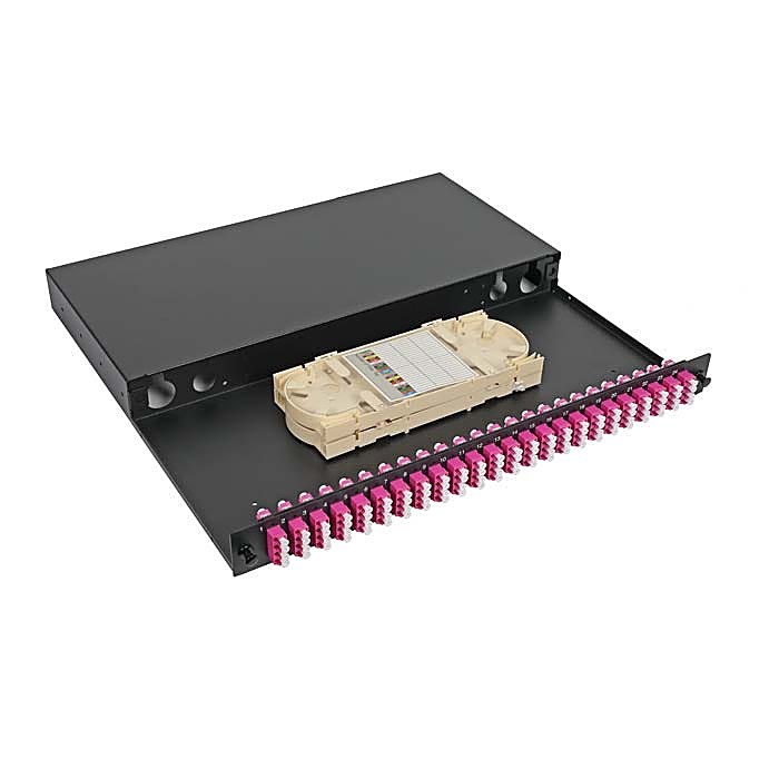 96 Fibre LC Patch Panel 1U, Loaded, OM4 Violet