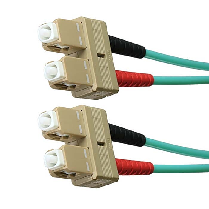 12x 3m OM4 SC to SC Fibre Patch Lead 50/125 Aqua