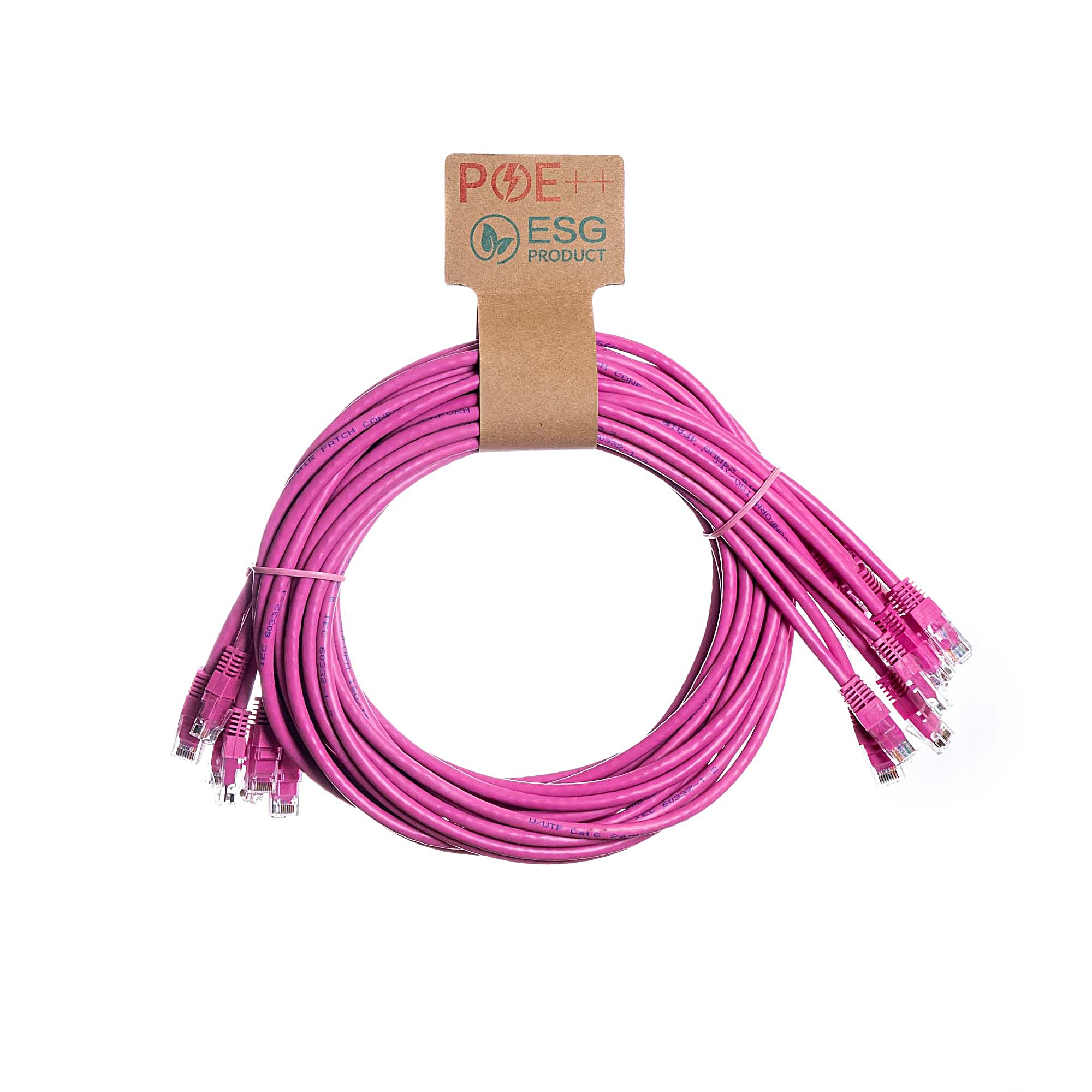 10x 2m Cat6 Patch Cable Pink U/UTP PVC