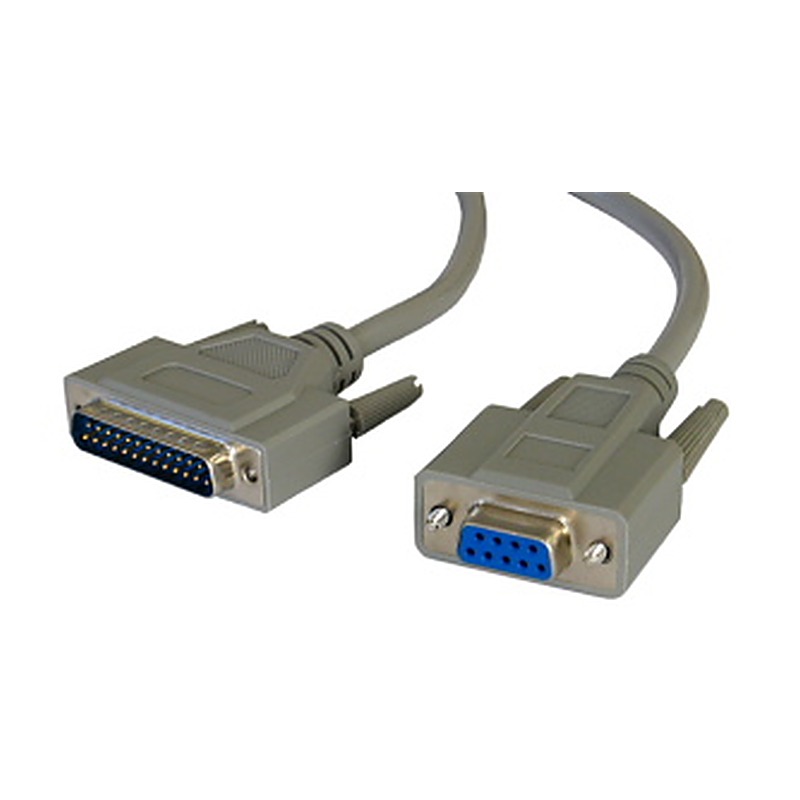 5m Serial Cable D9 Female to D25 Male