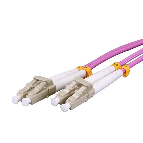 15m OM3 LC to LC Fibre Optic Cable Multimode 50/125 Violet