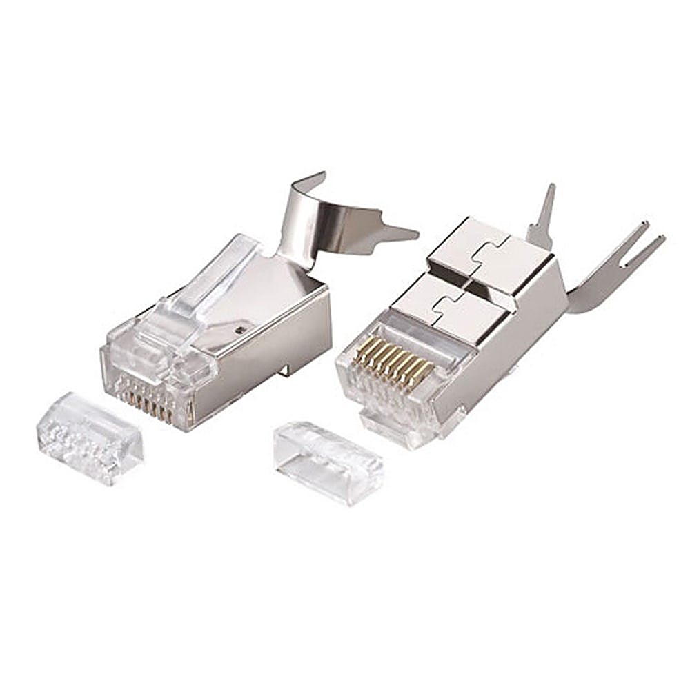 Cat6A Shielded RJ45 Crimp Plugs for 8mm Cable, 50 Pack