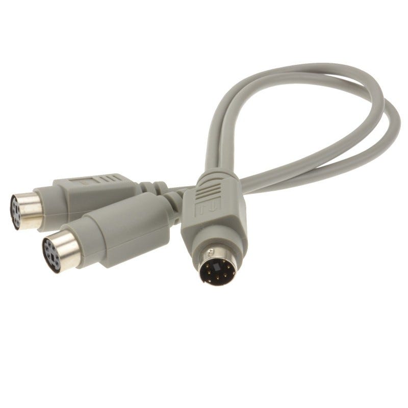 0.25m 6-Pin Mini DIN Male 2x Female