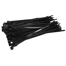 200mm x 4.8mm Black Releasable Cable Ties - 100 Pack