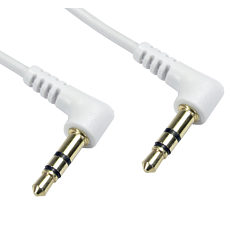 White Right Angled 3.5mm Jack to Jack Cable 5m 90 Degree