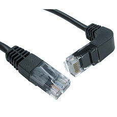 Straight to Right Angle Ethernet Cable 2m 90 Degree Down
