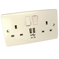 UK Wall Socket with built in USB Charging Ports