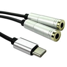 USB C to 2x 3.5mm Audio Splitter Cable 30cm Passive
