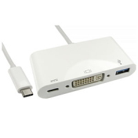 USB Type-C to DVI & USB 3.0 Adapter with Power Delivery PD