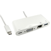 USB Type-C to VGA, Ethernet & USB Adapter with Power Delivery