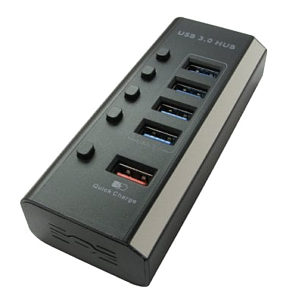 4 Port USB3.0 Hub with Quick Charge Port, Powered