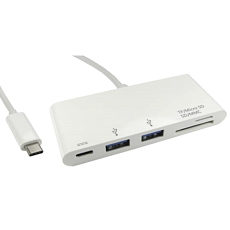 USB Type-C 2 Port USB Hub with Card Reader & Power Delivery
