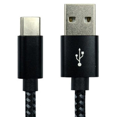 2m USB A to USB C Cable Black Braided Jacket USB 2.0