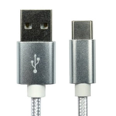 2m USB A to USB C Cable White Braided Jacket USB 2.0