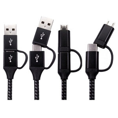 1m Type C to Type C + USB Micro Braided Cable Aluminium Housing