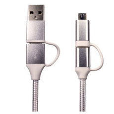 1m White Braided USB C to C + Micro USB Cable