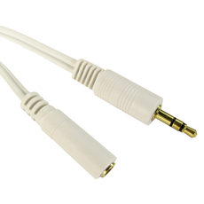 5m White Audio Extension Cable 3.5mm Male to Female