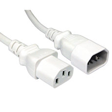 White IEC Mains Extension Cable C14 Male to C13 Female 1.8m